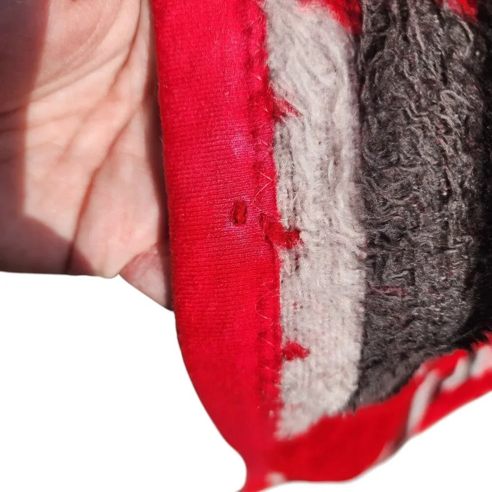 Vintage IBENA Acrylic Blanket 73x57 Red Black Navajo‎ Southwest Geometric Turkey